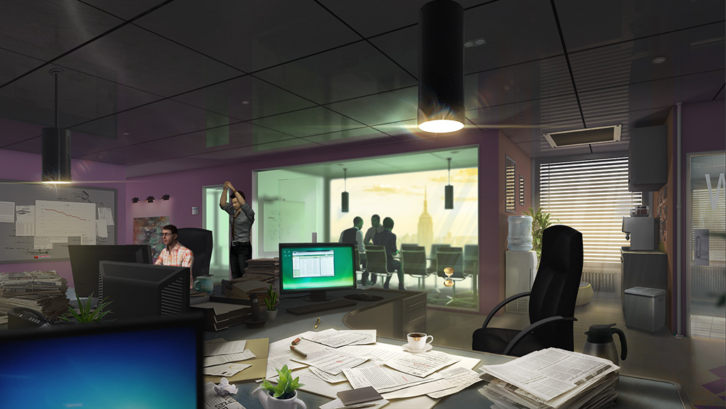 The Mystery of Oak Island – Büro Szene aus dem Point & Click Adventure